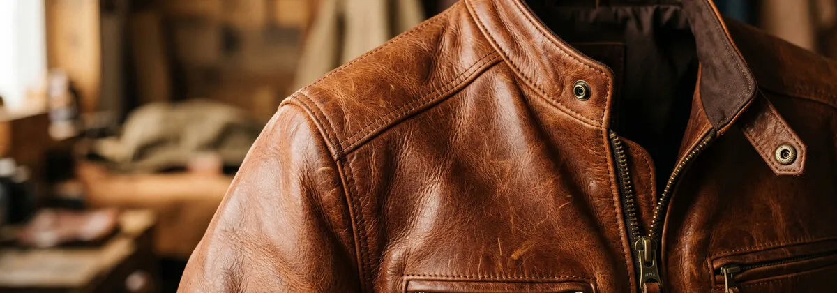 Bruine Leren Jassen voor Heren