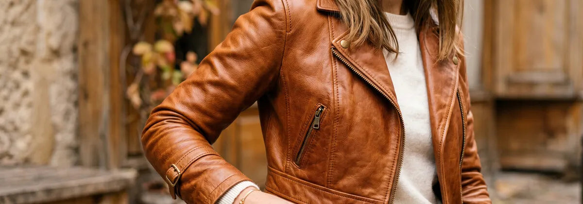 Bruine Leren Jassen voor Dames