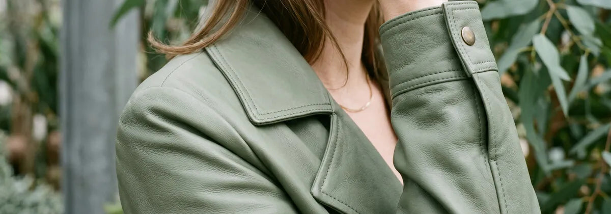 Groene Leren Jassen voor Dames