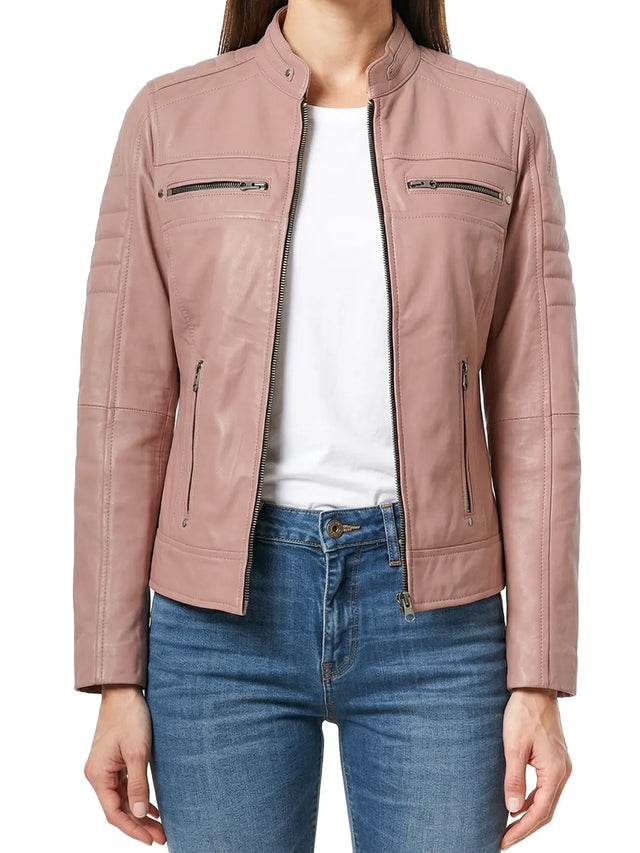 Café Racer-skinnjacka in rosa (Dames)