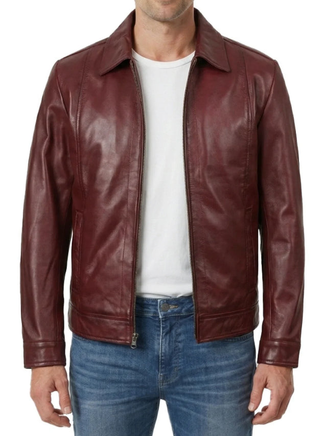 Harrington-jas met waxfinish, bordeauxrood voor heren