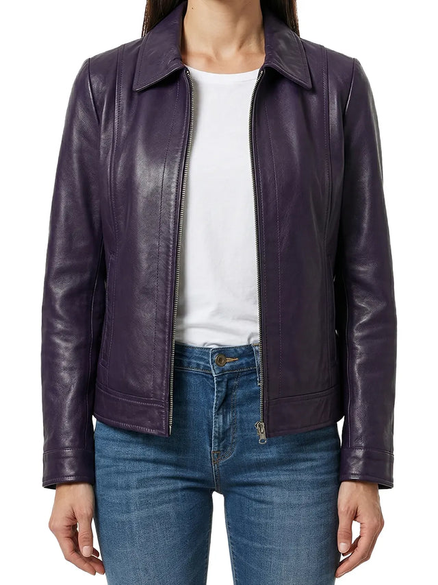 Harrington-skinnjacka in lila (Dames)